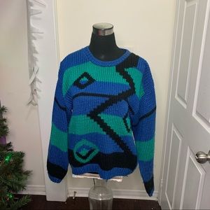 Jeff Laurent Vintage In Trend Color Tone Aztec Pattern Unique Breathable Sweater